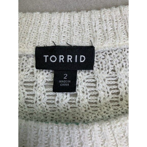 Torrid Pointelle Sweater Womans  Size 2 White Open Knit Cardigan Career Office - Picture 3 of 7